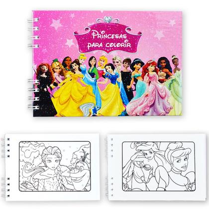 Imagem de Livro Colorir Princesas Infantil 50 Folhas Desenhos Pintar Capa Dura