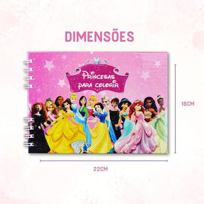 Imagem de Livro Colorir Princesas Infantil 50 Folhas Desenhos Pintar Capa Dura