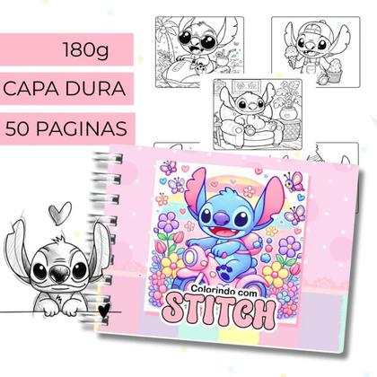 Imagem de Livro Colorir Relaxante Stitch. Tema Divertido -50 folhas- Capa Dura kids Adulto