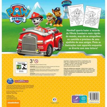 Imagem de Livro Com Aquarela Patrulha Canina - A Competição de Marshall Crianças Filhos Infantil Desenho História Brincar Pintar - Igreja Cristã Amigo Evangélico