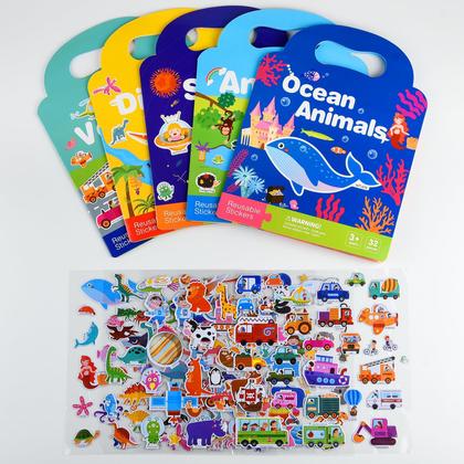 Imagem de Livro de adesivos reutilizável ASTARON para crianças pequenas com adesivos 3D
