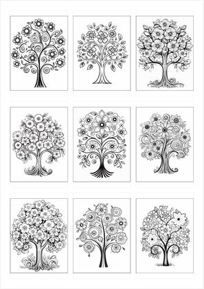 Imagem de Livro de Colorir Adulto Antiestresse Floral Árvores  50 Desenhos Arvores  Terceira Edição COL039-03