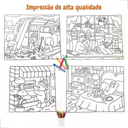 Imagem de Livro De Colorir Bobbie Goods Capa Dura Azul E Rosa 50 Páginas A5 180g - Boobie Goods 50 Desenhos Pronta Entrega