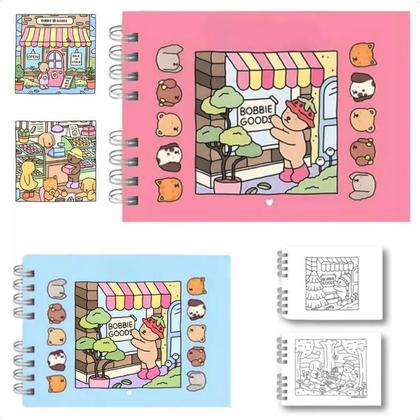 Imagem de Livro De Colorir Bobbie Goods Capa Dura Azul E Rosa 50 Páginas A5 180g - Boobie Goods 50 Desenhos Pronta Entrega