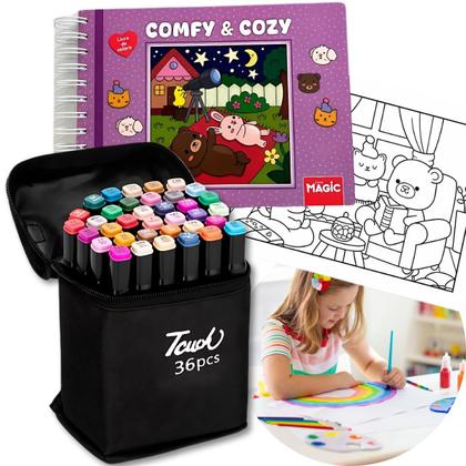 Imagem de Livro de Colorir Capa Dura Comfy and Cozy Purple  Canetas Coloridas  Conforto e Criatividade em um Só Lugar Envio Imediato