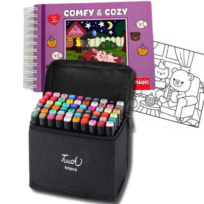 Imagem de Livro de Colorir Capa Dura Comfy and Cozy Purple  Canetas Coloridas  Conforto e Criatividade em um Só Lugar Envio Imediato