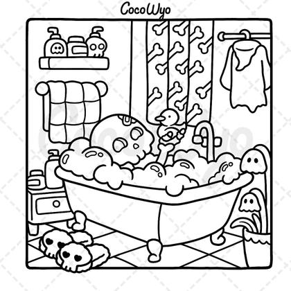 Imagem de Livro de Colorir Coco Wyo Spooky Cutie para Adultos e Adolescentes