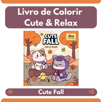 Imagem de Livro de Colorir Cute Fall Tilibra Cute & Relax 39 Desenhos Pintura Estação Criatividade Cores