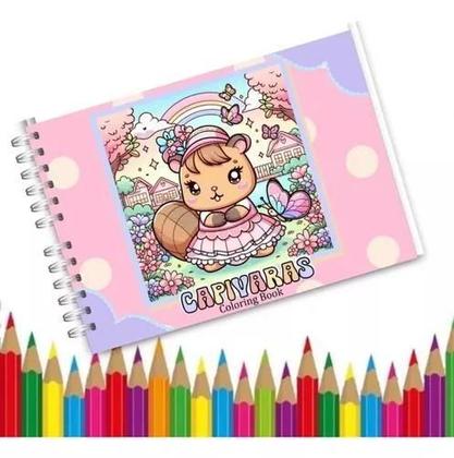 Imagem de Livro de Colorir Estilo Bobbie Goods CAPIVARA Capa Dura Holográfica 50 Desenhos