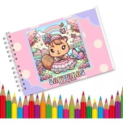 Imagem de Livro de Colorir Estilo Bobbie Goods CAPIVARA Capa Dura Holográfica 50 Desenhos