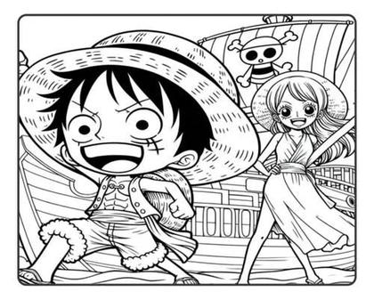 Livro de Colorir Estilo Bobbie Goods ONE PIECE Capa Dura Holográfica 50 ...