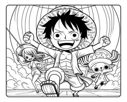 Livro de Colorir Estilo Bobbie Goods ONE PIECE Capa Dura Holográfica 50 ...