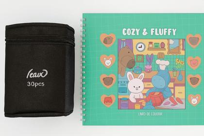 Imagem de Livro de Colorir Grande 35x25cm + Kit 36 Canetas Ponta Dupla  Arte e Diversão