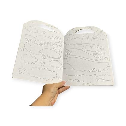 Imagem de Livro De Colorir Infantil+ 5 mini carrinhos + Lápis de cor
