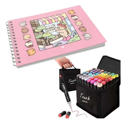 Imagem de Livro de Colorir Kit Bobbie Goods + 48 Canetinhas Coloridas Pintar Diversão