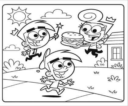 Imagem de Livro De Colorir Padrinhos Mágicos Com 50 Folhas Capa Dura 180g Capa Dura