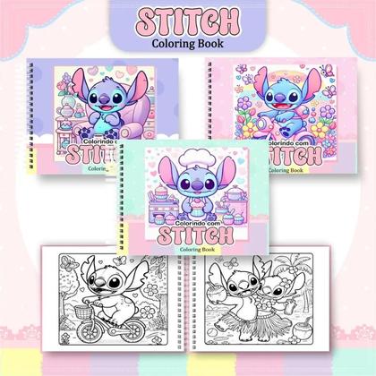 Imagem de Livro De Colorir Stitch Capa Dura 50 Páginas Folha Grossa 180g A5 - Presente Para Crianças E Adultos Cor Azul