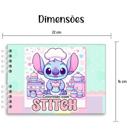 Imagem de Livro De Colorir Stitch Capa Dura 50 Páginas Folha Grossa 180g A5 - Presente Para Crianças E Adultos Cor Azul