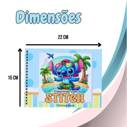 Imagem de Livro de Colorir Stitch Infantil 50 Folhas 120g Capa Dura com Acetato Desenhos Para Pintar Papel Grosso