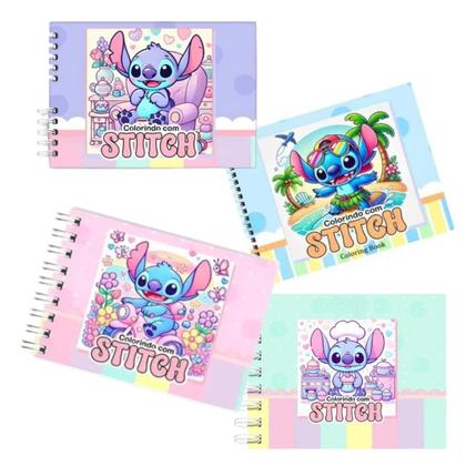 Imagem de Livro de Colorir Stitch Infantil 50 Folhas 120g Capa Dura com Acetato Desenhos Para Pintar Papel Grosso