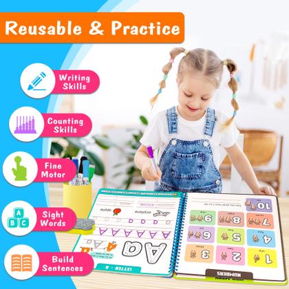 Imagem de Livro de exercícios Hulupiggy Preschool Learning Number Letter Tracing