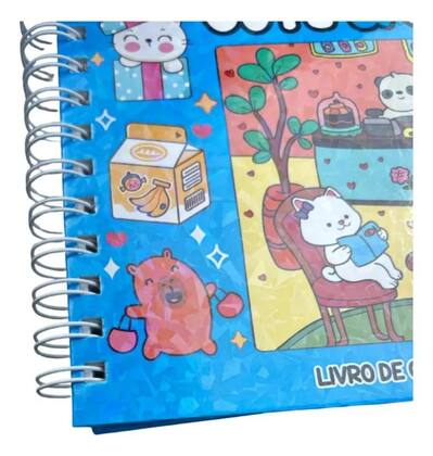 Imagem de Livro De Pintar Colorir Adulto Cute Comfy Azul Capa Dura Holográfica Bobbie Goodies