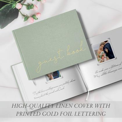 Imagem de Livro de visitas de casamento BVSSX Linen Polaroid 21,6 x 25,4 cm com adesivos