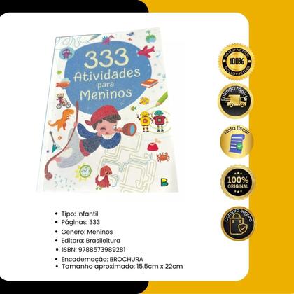 Livro Infantil 333 Atividades Divertido para meninos Imagem de Livro Infantil 333 Atividades Divertido para meninos