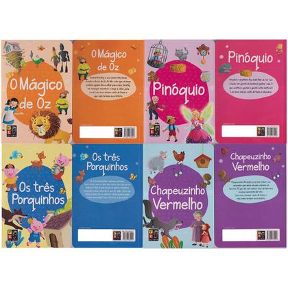 Imagem de Livro Infantil Cartonado Contos De Fadas Clássicos Kit 8 Vols Biblioteca Infantil