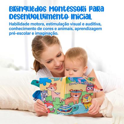 Imagem de Livro Infantil Educativo para Bebês 2 unidades Atividades Montessori Sensorial Coordenação Brinquedo Educativo