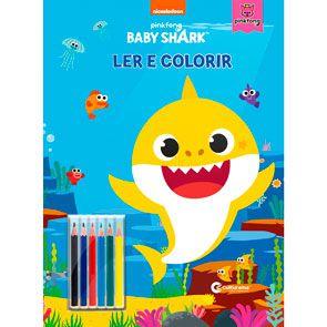 Imagem de Livro Infantil Ler e Colorir Com Lápis Baby Shark Culturama