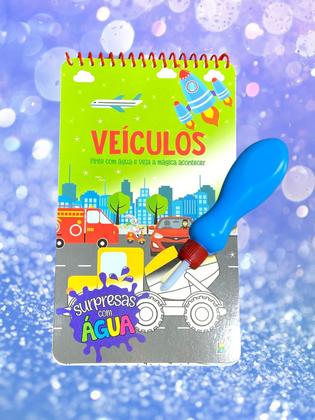 Imagem de Livro Infantil Veículos Surpresas com Água + Pincel Mágica