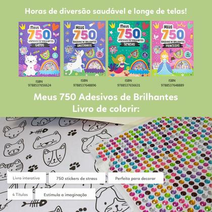 Imagem de Livro - Meus 750 Adesivos de Brilhantes - Livro de Colorir: Gatos