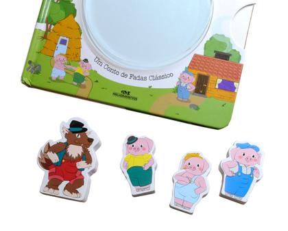 Imagem de Livro - Os Três Porquinhos (livro + cenário pop-up + 4 personagens de madeira)