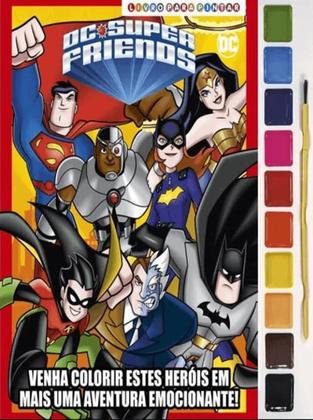 Imagem de Livro para Colorir DC Super Friends com Aquarela e Pincel