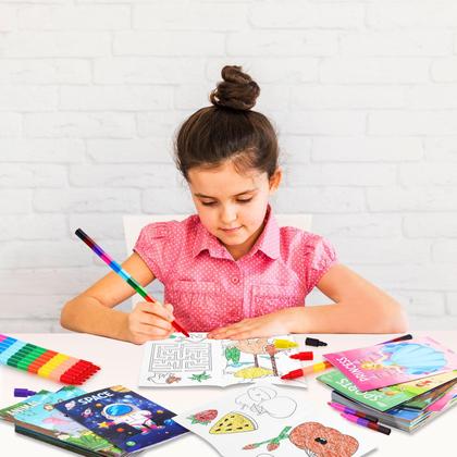 Imagem de Livros de colorir Ben Louis para crianças com conjunto de 24 lápis empilháveis