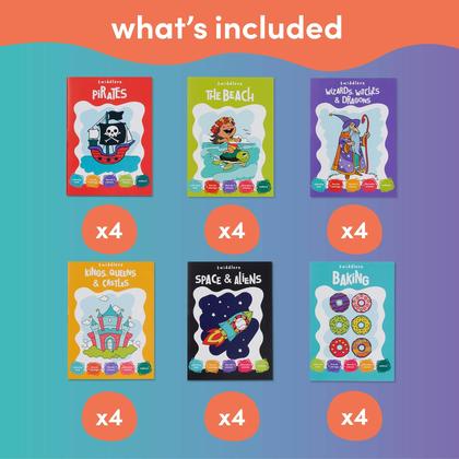 Imagem de Livros de colorir THE TWIDDLERS, pacote com 24 e 6 temas para crianças a partir de 3 anos