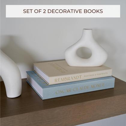 Imagem de Livros decorativos ZICOTO: conjunto de 2 caixas de linho, mesa de café