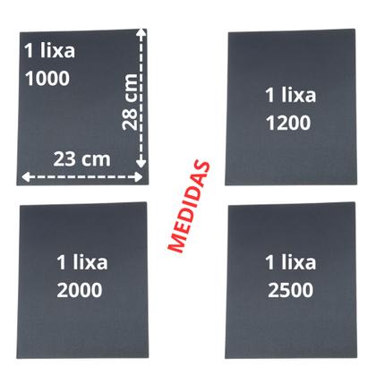 Imagem de Lixa 1000 1200 2000 2500 d'água kit 1 de cada Polimento Lixamento Acabamento Folhas Superfície Casa
