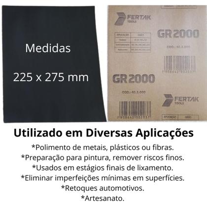 Imagem de Lixa 2000 kit 5 D'água Polimento Lixamento Acabamento Folhas Superfície Grão Lixadeira Farol