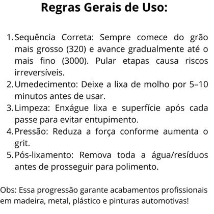 Imagem de Lixa 320 500 1000 2000 2500 Kit 2 De Cada Lixamento Polimento Acabamento Plásticos Metal