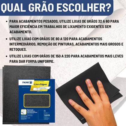 Imagem de Lixa D'Água Remoção Polimento Grãos Cascalhos 80 100 120 150 180 220 320 360 600 Tigre 100 Unidades