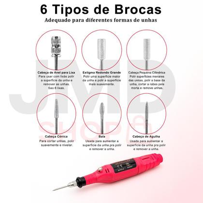 Imagem de Lixa Elétrica 15W para Unhas com Brocas e Suporte Ideal para Manicure