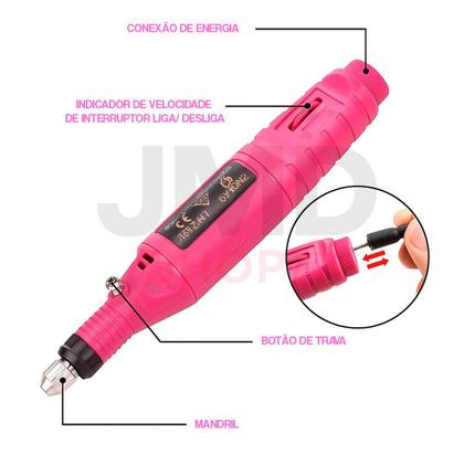 Imagem de Lixa Elétrica 15W para Unhas com Brocas e Suporte Ideal para Manicure