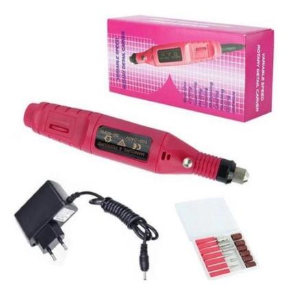 Imagem de Lixa Eletrica Para Unha Lixadeira Motor Polidora Manicure Pedicure Profissional Bivolt Portátil Rosa