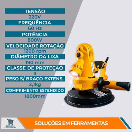 Imagem de Lixadeira de Parede e Teto 800W Menegotti MLP800H Com LED e Aspirador