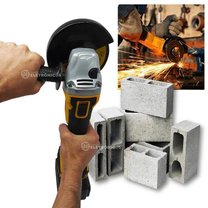 Imagem de Lixadeira e Esmerilhadeira 8000Rpm Angular Recarregável 2 Baterias 21v e Discos de Corte + Produtividade BOM9705