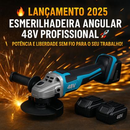 Imagem de Lixadeira Esmeriladeira Angular Portátil 48v 2 Baterias