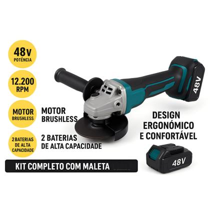 Imagem de Lixadeira Esmeriladeira Angular Portátil 48v 2 Baterias