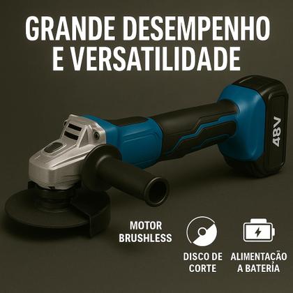 Imagem de Lixadeira Esmeriladeira Angular Portátil 48v 2 Baterias